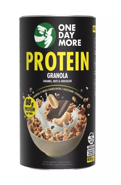 OneDayMore Karmelowa Granola Proteinowa z orzechami i czekoladą 400g