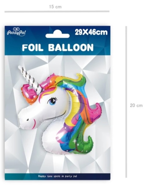 PartyPal Balon foliowy Jednorożec kolorowy 29x46cm