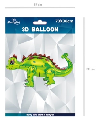 PartyPal Balon foliowy dinozaur Ankylozaur zielony 73x36cm