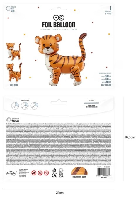 PartyPal Balon foliowy stojący Tygrysek 58x56cm