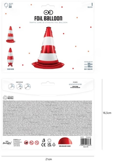 PartyPal Balon foliowy stojący Pachołek drogowy 65x88 cm