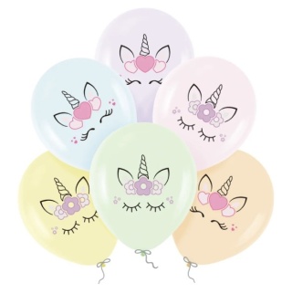 PartyPal Balony Jednorożec 12cali 6szt