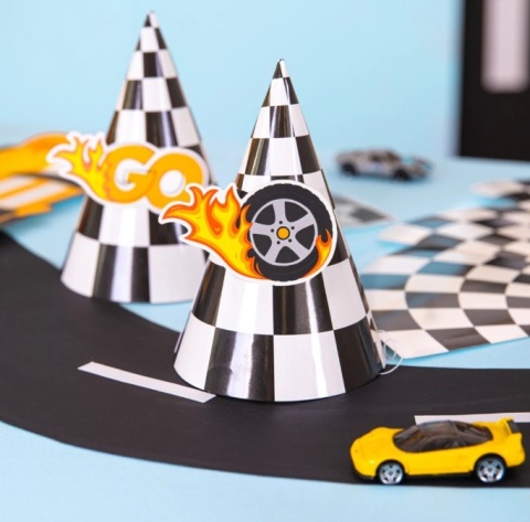 PartyPal Czapeczki urodzinowe Wyścigówki 6 szt.