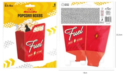 PartyPal Pudełko na popcorn Wyścigówki 6szt.