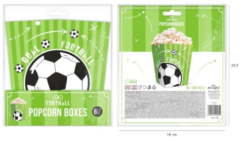 PartyPal Pudełko na popcorn Football 12,5x8,5cm 6szt.