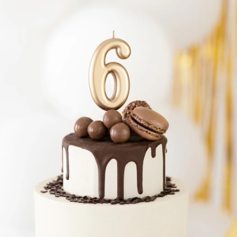 PartyPal Świeczka cyfra złota 6