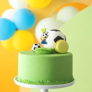 PartyPal Świeczka na tort piłka nożna Football cyfra 1