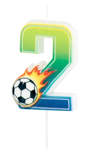 PartyPal Świeczka na tort piłka nożna Football cyfra 2