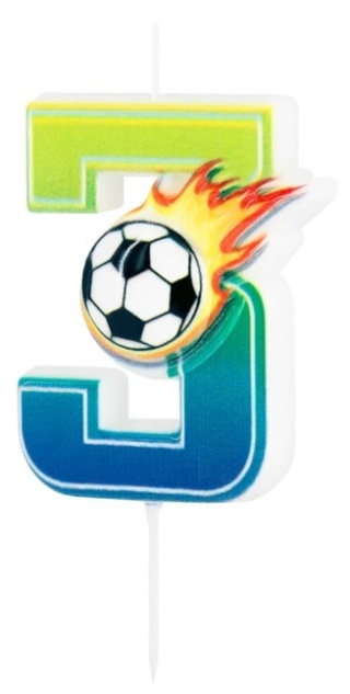 PartyPal Świeczka na tort piłka nożna Football cyfra 3