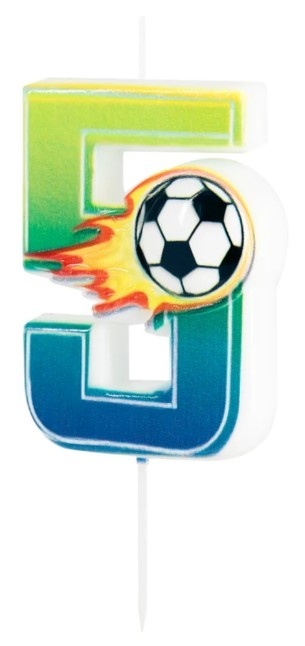 PartyPal Świeczka na tort piłka nożna Football cyfra 5