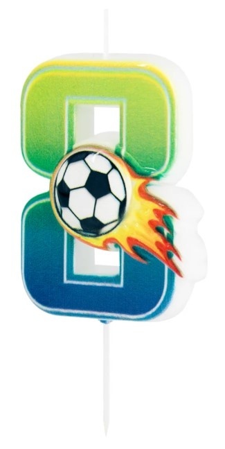 PartyPal Świeczka na tort piłka nożna Football cyfra 8