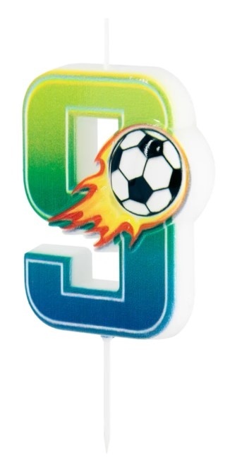 PartyPal Świeczka na tort piłka nożna Football cyfra 9