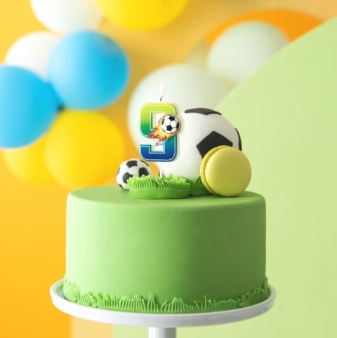PartyPal Świeczka na tort piłka nożna Football cyfra 9