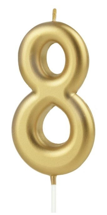 PartyPal Świeczka urodzinowa 8 złota 7,1cm