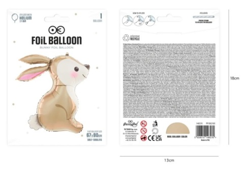 PartyPal Balon foliowy Zając 67x80cm 1szt.