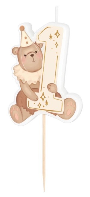 PartyPal Świeczka na roczek Miś Baby 1szt.