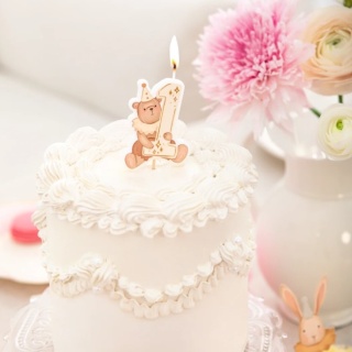 PartyPal Świeczka na roczek Miś Baby 1szt.