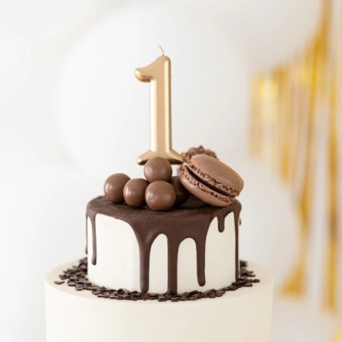 PartyPal Świeczka cyfra złota 1