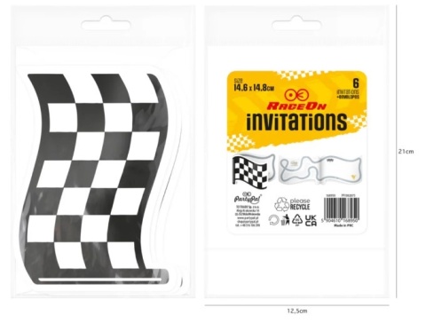 PatryPal Zaproszenie na imprezę Wyścigówki 6 szt.