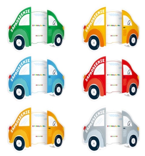 PatryPal Zaproszenie na imprezę Auta 6szt. mix