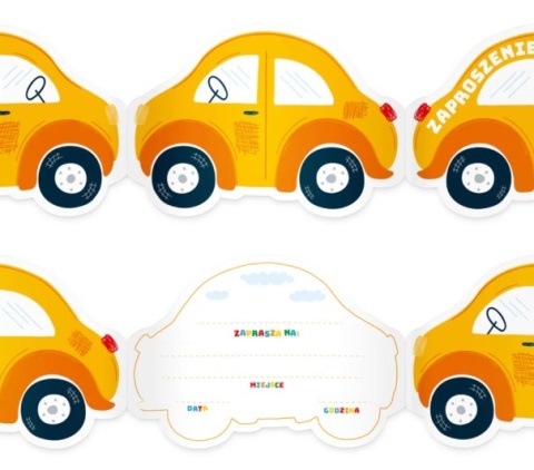 PatryPal Zaproszenie na imprezę Auta 6szt. mix