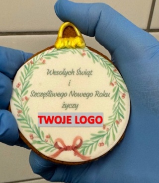 Pierniki z Twoim logo duże 10szt. Dowolny nadruk okrągły ze złoceniem
