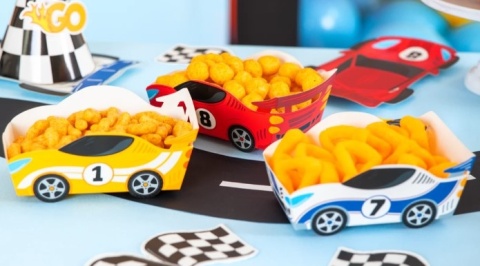 PartyPal Pudełko papierowe na chipy Wyścigówki 3 szt.