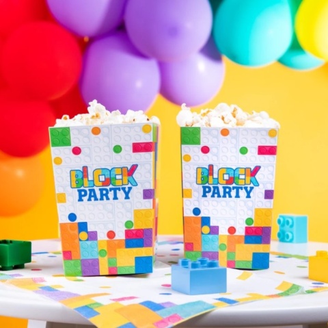 PartyPal Pudełko na popcorn Klocki 12,5x8,5cm 6szt.
