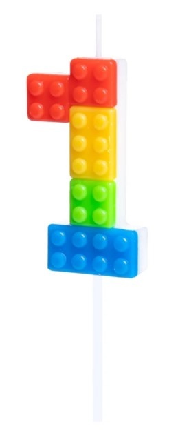 PartyPal Świeczka na tort Klocki cyfra 1 PartyPal