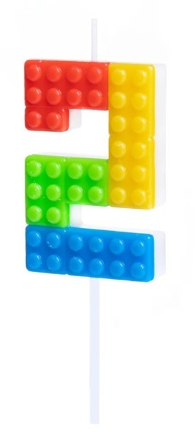 PartyPal Świeczka na tort Klocki cyfra 2 PartyPal