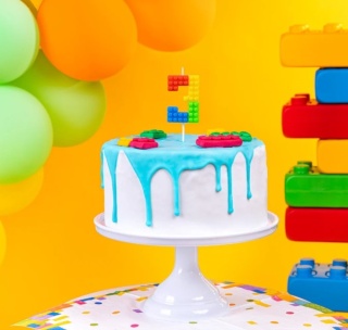 PartyPal Świeczka na tort Klocki cyfra 3 PartyPal
