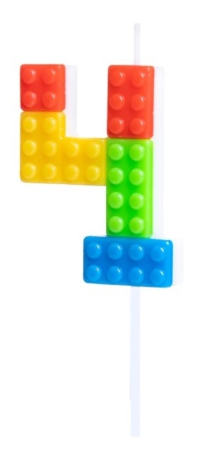 PartyPal Świeczka na tort Klocki cyfra 4 PartyPal