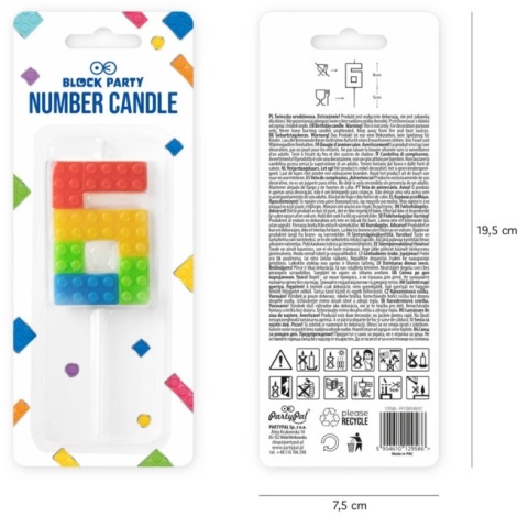 PartyPal Świeczka na tort Klocki cyfra 6 PartyPal