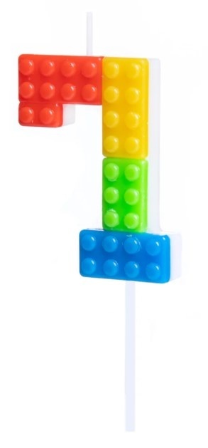 PartyPal Świeczka na tort Klocki cyfra 7 PartyPal