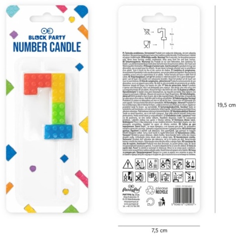 PartyPal Świeczka na tort Klocki cyfra 7 PartyPal