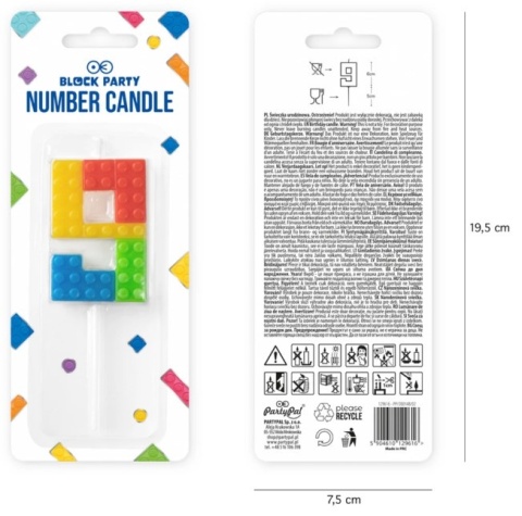 PartyPal Świeczka na tort Klocki cyfra 9 PartyPal