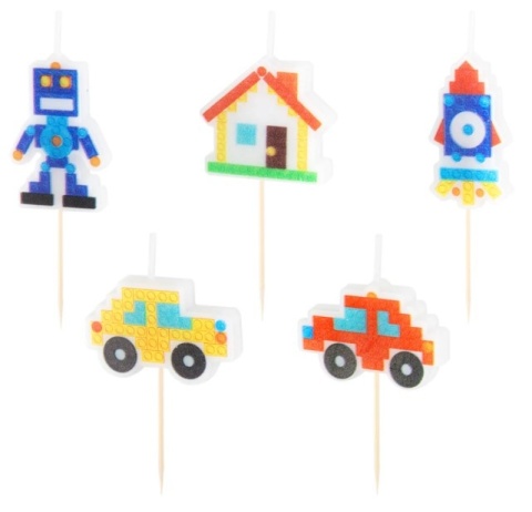 PartyPal Świeczki urodzinowe Klocki 5szt. zestaw