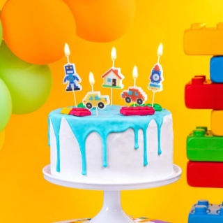 PartyPal Świeczki urodzinowe Klocki 5szt. zestaw