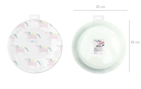 PartyPal Talerzyk papierowy Jednorożec 9 cali 6szt.