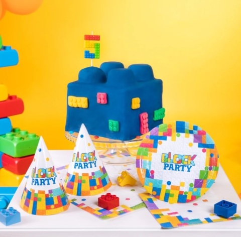 PartyPal Talerzyk papierowy Klocki 7cali 6szt.