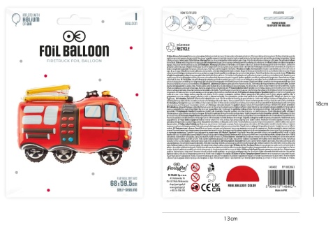Balon foliowy Balon foliowy Wóz strażacki 68x59cm