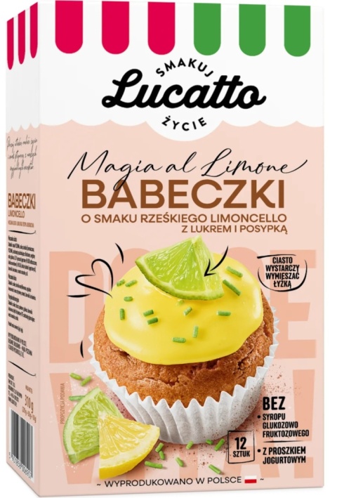 Lucatto Babeczki o smaku rześkiego limoncello z lukrem i posypką 310g