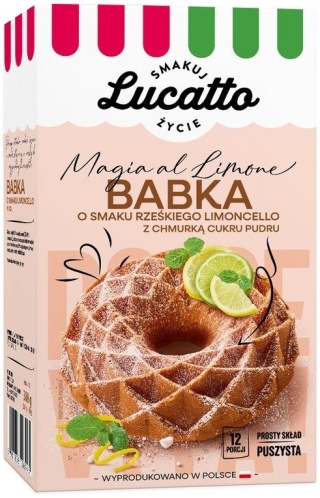 Lucatto Babka o smaku rześkiego limoncello z chmurką cukru pudru 380g