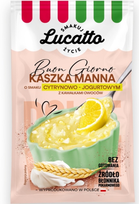 Lucatto Kasza manna jogurt cytryna z kawałkami cytryn 48g