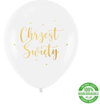 PartyPal Balony na Chrzest Święty biało-złote 12cali 100szt.