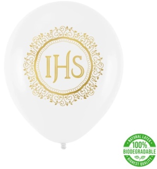 PartyPal Balony komunijne IHS biało-złote 12cali 100szt.