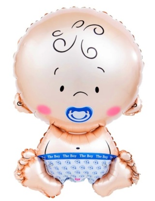 PartyPal Balon foliowy Bobas ze smoczkiem chłopiec 49x74cm