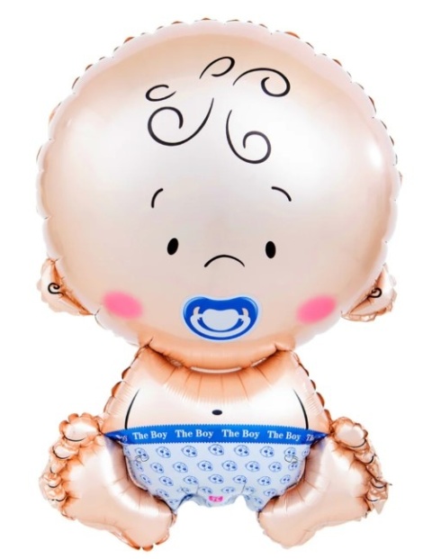 PartyPal Balon foliowy Bobas ze smoczkiem chłopiec 49x74cm