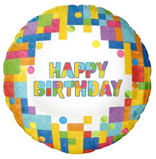PartyPal Balon foliowy Happy Birthday Klocki 45cm