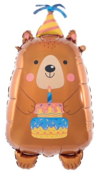 PartyPal Balon foliowy Urodzinowy Miś 44x78cm